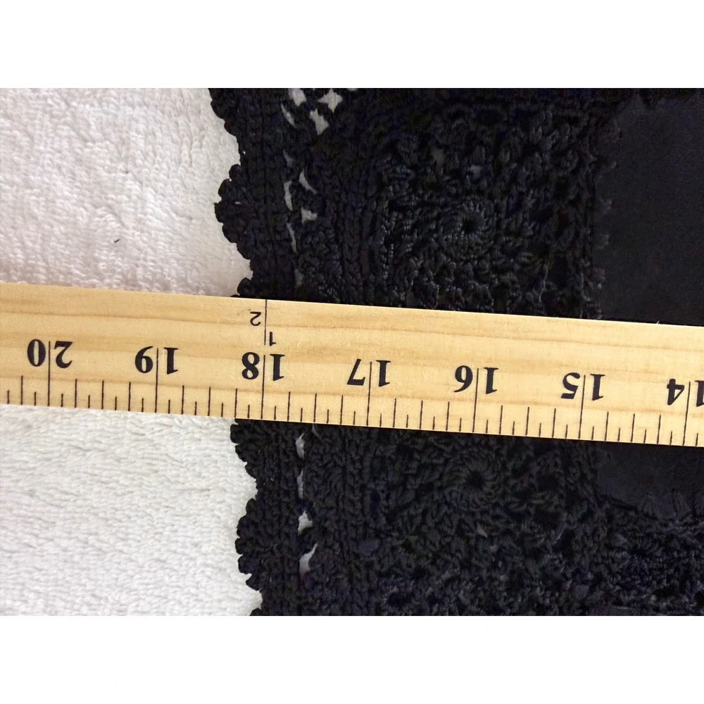 Gantos VTG Black Suede Leather Crochet Lace Trim Boho Western Jacket Womens Sz S - Picture 5 of 7